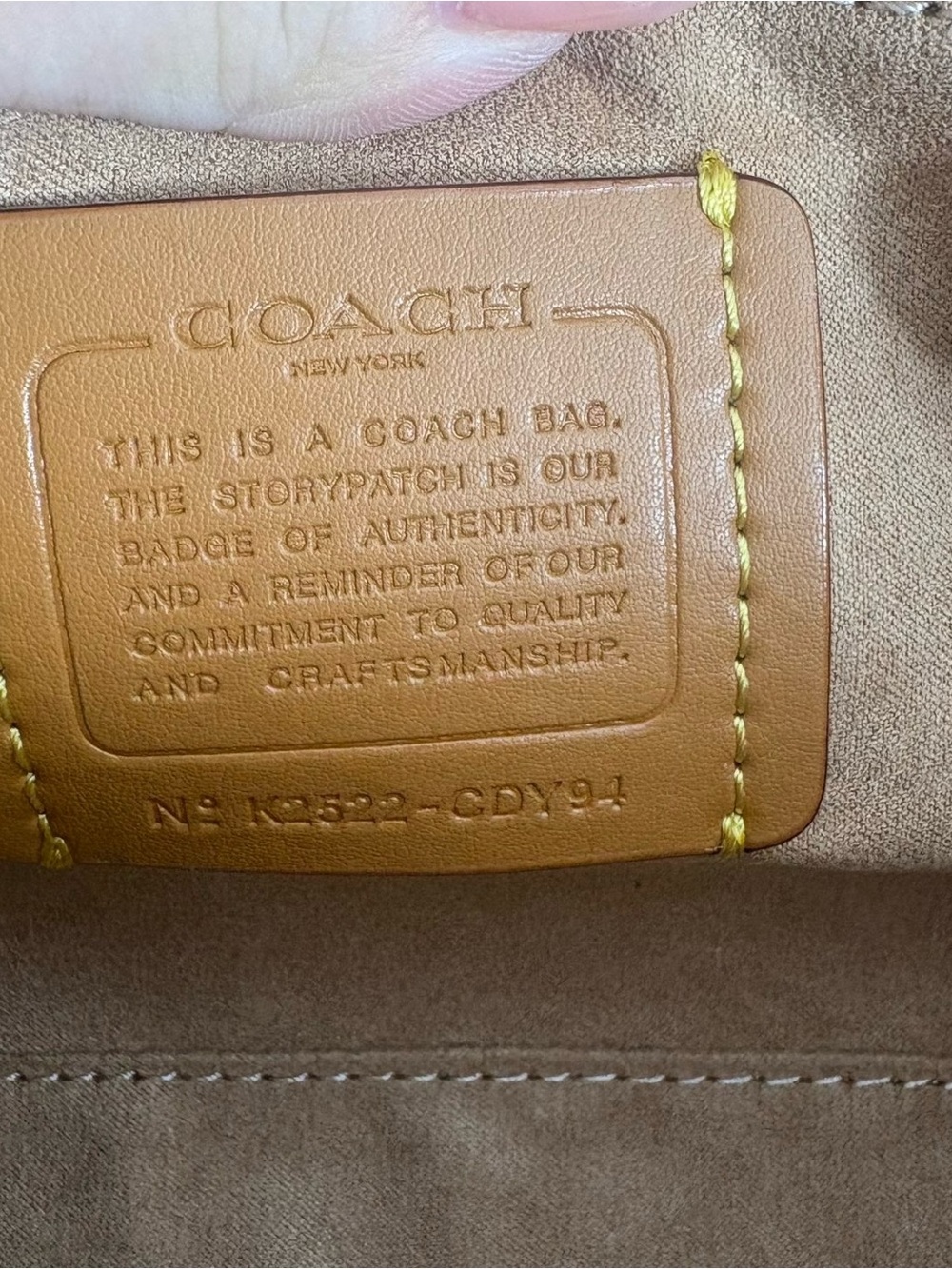 Coach Mustard Pebbled Leather Barrel Bag with Bow Accents - Picture 9 of 9
